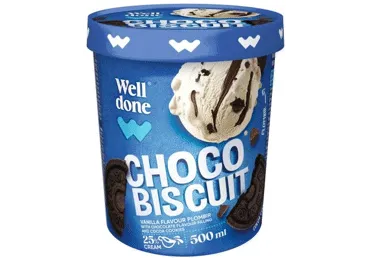 Vaniļas saldējums WELL DONE ar šokolādes cepumiem 310g