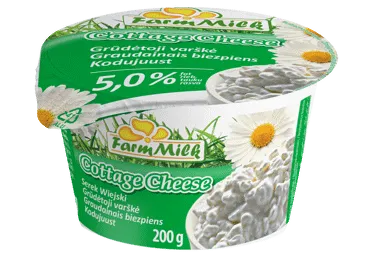 Varškė FARM MILK grūdeliais, 5 % rieb., 200 g