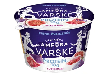 Varškė GRAIKIŠKA AMFORA Protein, 0,8%,  su figomis, be laktozės, 200 g