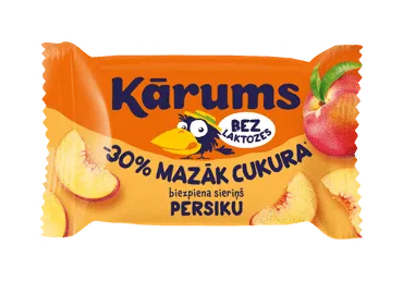 Varškės sūrelis be laktozės KĀRUMS, persikų skonio, 22,9 %, 40 g