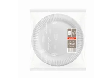 Vienkartinės lėkštės ILAJA WHITE, 23cm, 40 vnt.