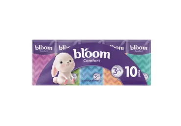 Vienkartinės nosinaitės BLOOM COMFORT 3 sl, 10 pak. x 10 vnt.