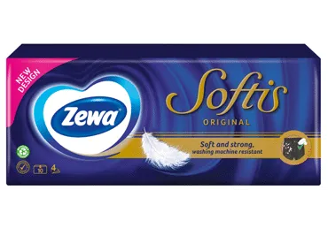 Vienkartinės nosinaitės ZEWA Softis, 4 sluoksnių, 10x9 vnt