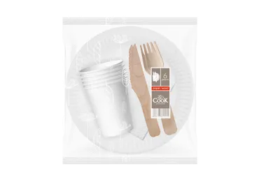Vienkartinių indų rinkinys ILAJA WHITE, 6 asm.