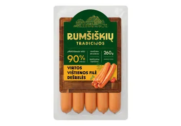 Virtos vištienos filė dešrelės RUMŠIŠKIŲ TRADICIJOS, aukščiausia rūšis, 260 g
