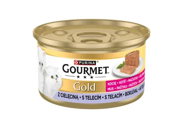Visavertis šlapiasis ėdalas kačiukams „GOURMET GOLD “ su veršiena, 85 g skardinė