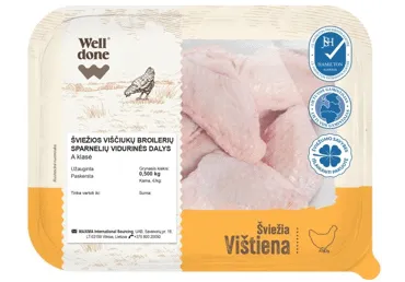 Viščiukų broilerių sparnelių vidurinės dalys WELL DONE, 500 g