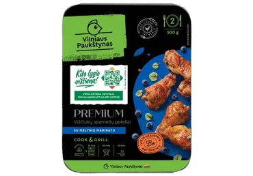 Viščiukų sparnelių peteliai mėlynių marinate PREMIUM BE ANTIBIOTIKŲ, 500 g