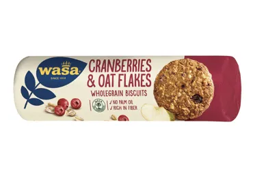 Visų grūdo dalių sausainiai su spanguolėmis WASA, 250 g