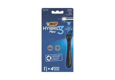 Vyriškas sisteminis skustuvas BIC FLEX3EASY HYBRID, 4 galv., 1 vnt.