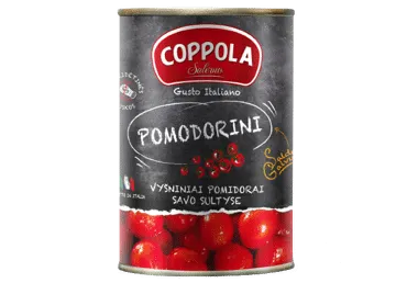 Vyšniniai pomidorai COPPOLA (POMODORINI) savo sultyse, 400 g