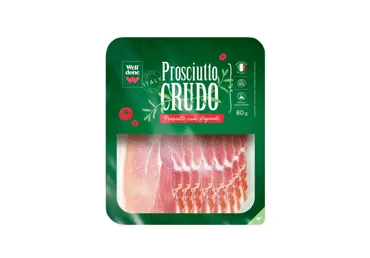 Vytintas kiaulienos kumpis PROSCIUTTO CRUDO WELL DONE, a. r., 80 g