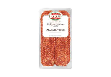 Vytintas pjaustytas BERETTA aštraus skonio saliamis PEPPERONI, nerūš., 80 g