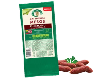 Vytintos KAI NORISI MĖSOS GURMANŲ dešrelės, a. r., 150 g