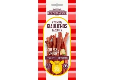 Vytintos kiaulienos lazdelės CHEESE & ONION, a. r., 70 g