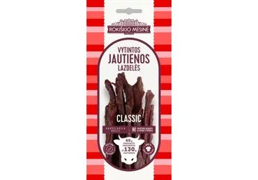 Vytintos ROKIŠKIO MĖSINĖS jautienos lazdelės CLASSIC, a. r., 60 g