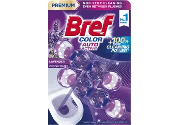 WC valiklis-gaiviklis BREF COLOR AUTO ACTIVE LEVENDER, 2 x 50 g