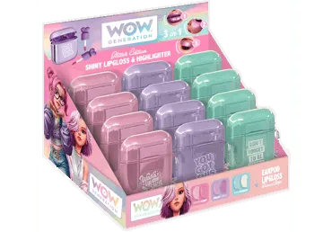 WOW GENERATION lūpų blizgis, 3 in 1, skirtingi dizainai, WOW00133