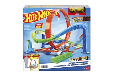 Žaislinė automobilių trasa su greitėjimo kilpa HOT WHEELS, 1 vnt.