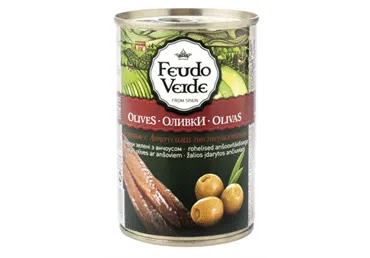 Zaļās olīvas FEUDO VERDE ar anšoviem 300g