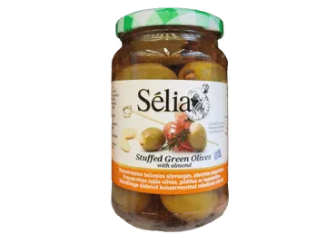Žaliosios alyvuogės SELIA, įdarytos migdolais, 370 g