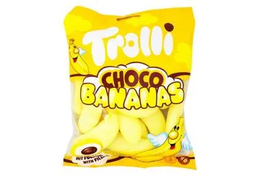 Zefyrai su įdaru TROLLI CHOCO BANANAS, 150 g