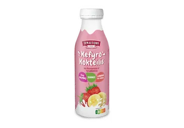 Kefyro kokteilis ŽEMAITIJOS, su bananais ir braškėmis, 0,4%, 450 g