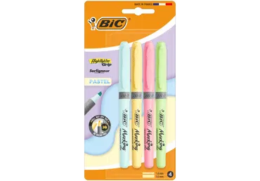 Žymekliai BIC HIGHLIGHTER GRIP, BL4, 4 vnt.