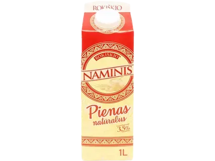 Natūralus ROKIŠKIO NAMINIS pienas, 3,5 % rieb., 1 l
