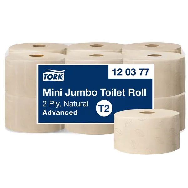 120377 Natūralios spalvos tualetinis popierius TORK T2 Advanced, 2 sl., 170 m..