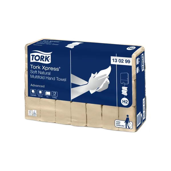 130299 Natūralios spalvos popieriniai rankšluoščiai TORK H2, 2 sl., 180 serv.