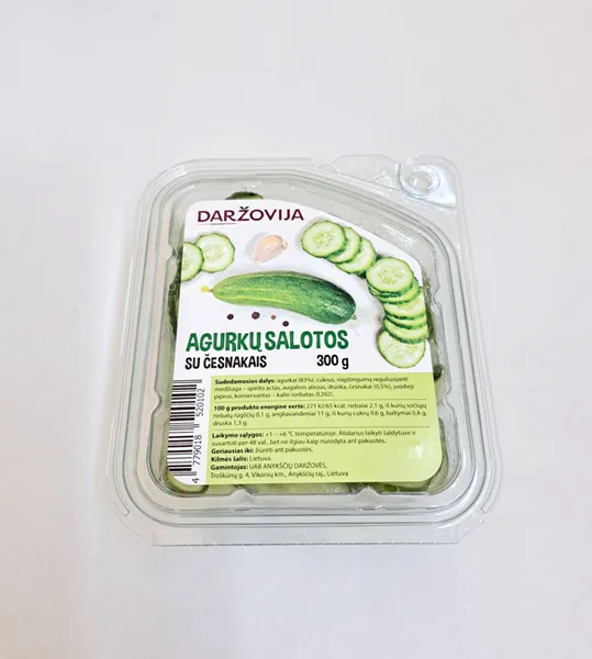 Agurkų salotos DARŽOVIJA, su česnakais, 300 g