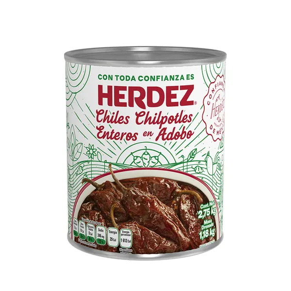 Aitrieji pipirai HERDEZ, "Chipotle", Adobo padaže, 2,75kg/1,18kg