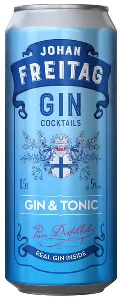 Alkoholinis kokteilis JOHAN FREITAG, Gin&Tonic, 5.0%, 0,5 l, skardinė