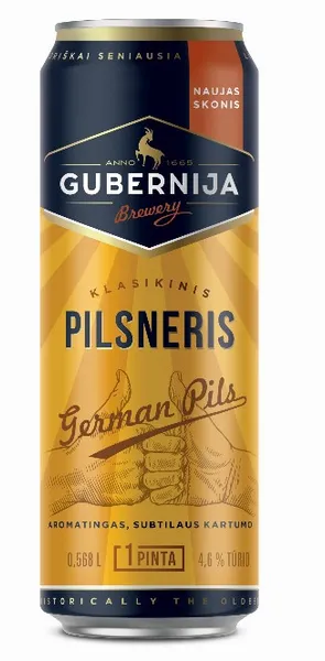 Alus GUBERNIJA German Pils Pilsner, 0,568 l, 4,6 %, skardinė