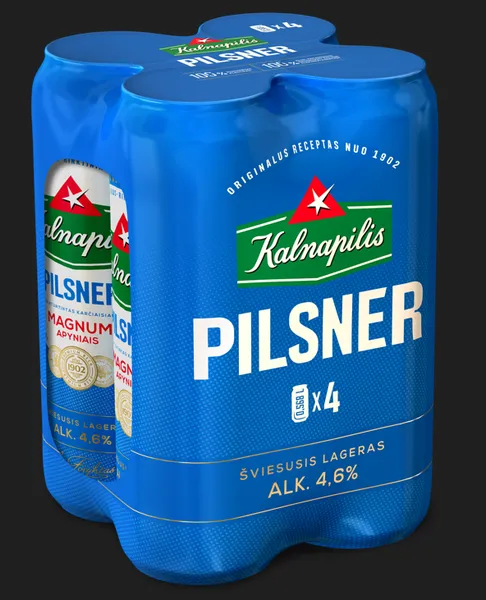 Alus KALNAPILIS Pilsner, 4,6%, 4 x 0,568l, pakuotė