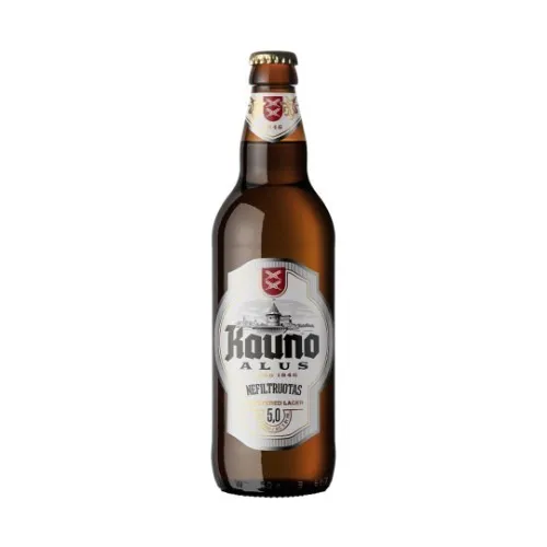 Alus KAUNO, nefiltruotas, šviesusis, 5%, 0,5 l, butelis