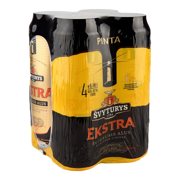 Alus ŠVYTURYS Ekstra, 5,2%, 4 x 0,568 l, skardinės