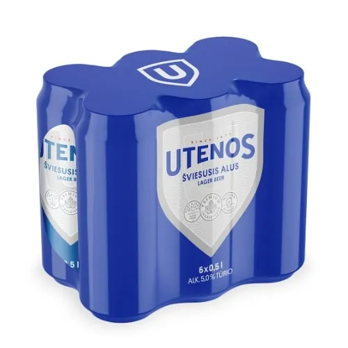 Alus UTENOS šviesusis, 5%, 6 x 0,5 l, skardinė