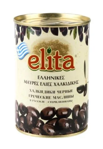 Melnās olīvas bez kauliņiem ELITA, 425g/200g