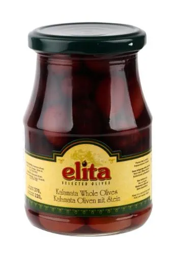 Sarkanās olīvas, veselas Kalamata ELITA, 370g/190g