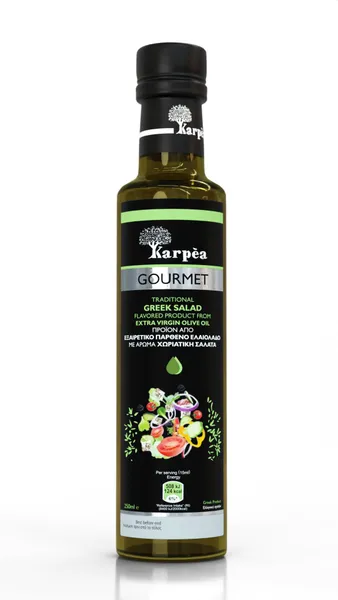 Neapstrādāta augstākā labuma olīveļļa  KARPEA Gourmet ar grieķu salātu garšu, 250ml