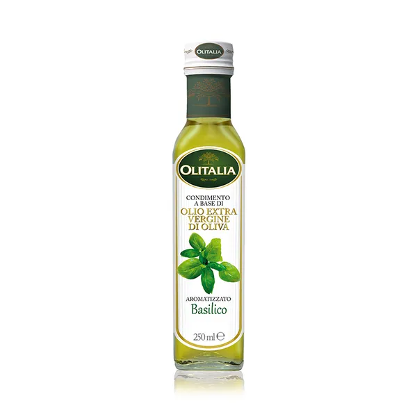 Neapstrādāta augstākā labuma olīveļļa OLITALIA ar baziliku, 250ml