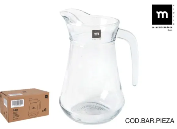 Ąsotis Bar, stiklas, 1,3 l, H 21 cm, D 15 cm, vnt