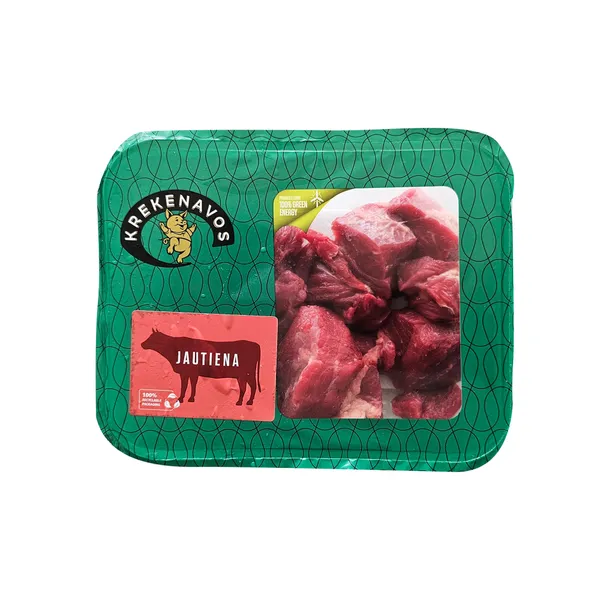 Atvėsinta jautienos mėsa troškinimui KREKENAVOS, pjaustyta, dujose, 400 g