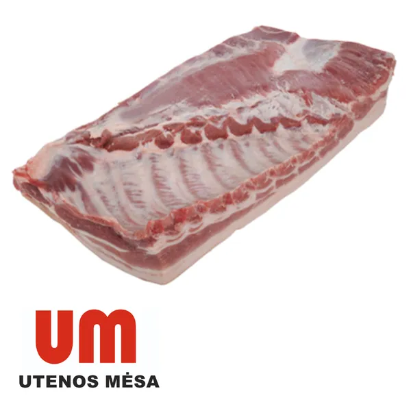 Atvėsinta kiaulienos šoninė, su kaulu, su oda, laisva, ~15 kg UTENOS MĖSA