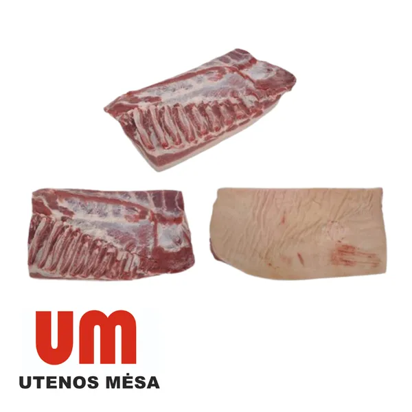 Atvėsinta kiaulienos šoninė, su oda, iškaulinta, UTENOS MĖSA, laisva fasuotė,~10 kg