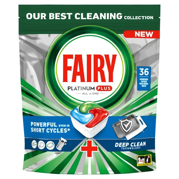 Automatinių indaplovių kapsulės FAIRY Platinum+ Deep Clean, 36vnt