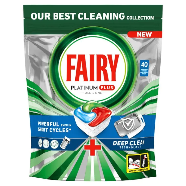 Automatinių indaplovių kapsulės FAIRY Platinum+ Deep Clean, 40vnt