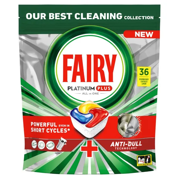 Automatinių indaplovių kapsulės FAIRY Platinum+ Lemon, 36vnt